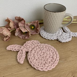 Nyuszi horgolt poháralátét - Pastel Pink