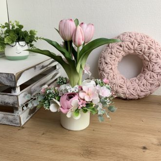   Élethű tulipános OkosDekor középrész - koszorúhoz, kaspóhoz