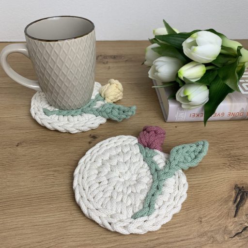 3D tulipános horgolt poháralátét