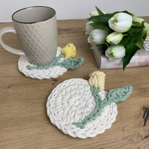 3D tulipános horgolt poháralátét