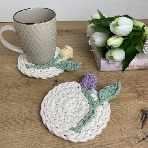 3D tulipános horgolt poháralátét
