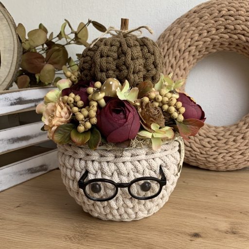 Horgolt tökös OkosDekor középrész - koszorúhoz, kaspóhoz