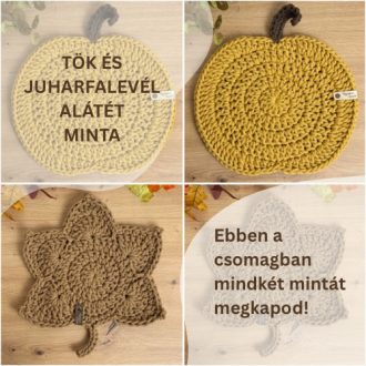   Tök és juharfalevél alátét együtt - letölthető PDF horgolásminta videóval