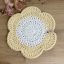 Virágos horgolt tányéralátét vagy asztalközép - Butter yellow, Off White