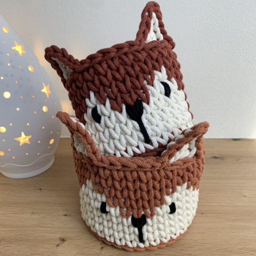 Róka horgolt tároló kosár