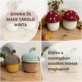   Makk és gomba tároló együtt - letölthető PDF horgolásminta videóval