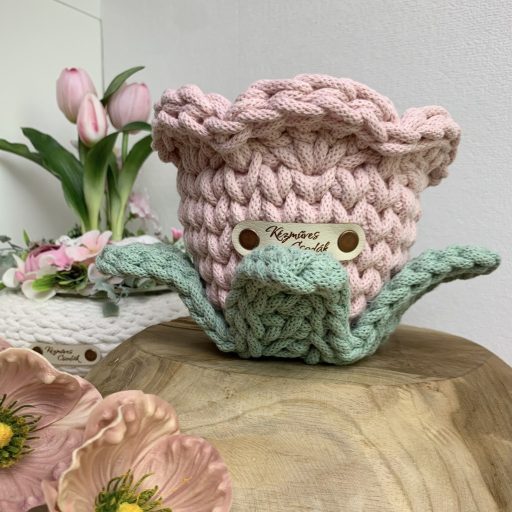 Nem hervadó virágkosár, horgolt tároló - kicsi