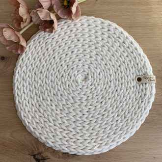 Emma horgolt tányéralátét vagy asztalközép - Ekrü