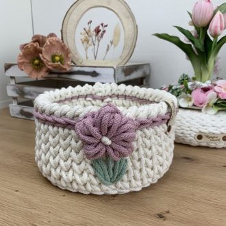 3D Virágos horgolt tároló kosár
