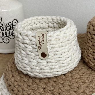 Emma horgolt tároló vagy kaspó - Ekrü