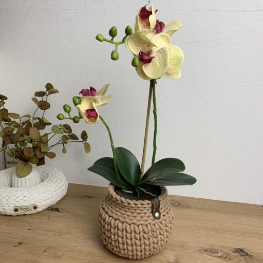 Élethű gumi Orchidea műanyag kaspóban - koszorúhoz, vázához