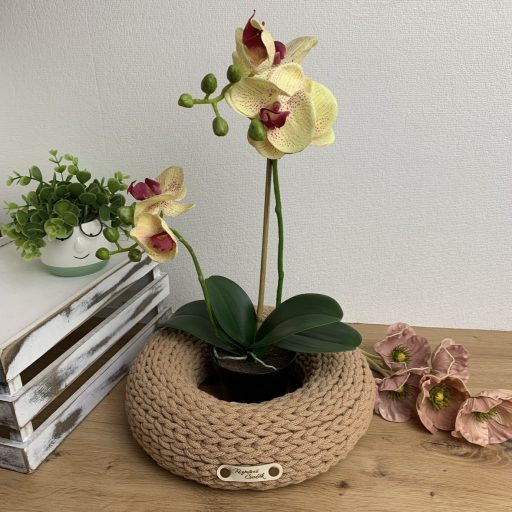 Élethű gumi Orchidea műanyag kaspóban - koszorúhoz, vázához