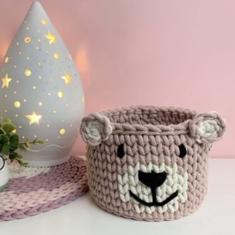 Maci horgolt tároló kosár