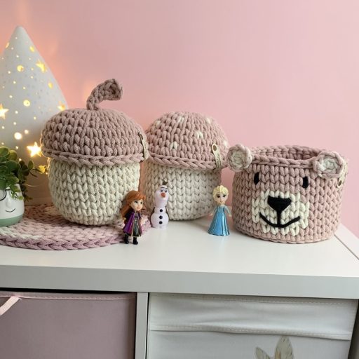 Maci horgolt tároló kosár